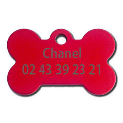 Médaillon pour collier chien Os rouge 