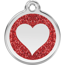 Médaille pailletée Red Dingo rouge motif Cœur