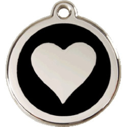 Médaille chien, vendue gravée noir motif Cœur