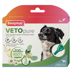 Pipettes répulsives antiparasitaires Veto Pure chien moyen