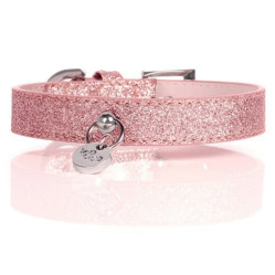 Collier chien Stardust rose
