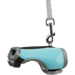 Harnais rat Soft bleu avec laisse