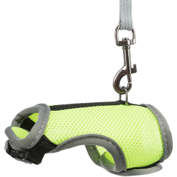 Harnais rat Soft vert fluo avec laisse