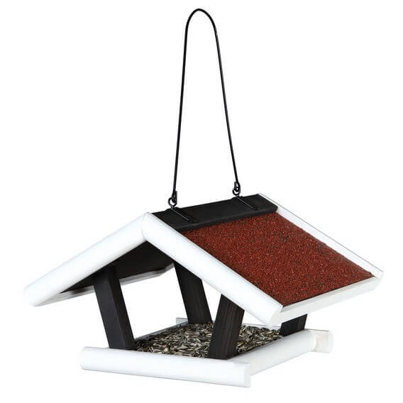 Hi - HI Mangeoire à oiseaux suspendue en forme de maison rouge et blanc -  Accessoires basse-cour - Rue du Commerce