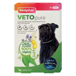 Collier anti puce petit chien et chiot Vetopure réfléchissant