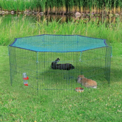 Enclos extérieur lapin 8 panneaux avec filet de protection