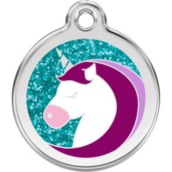 Médaille originale pour chien Licorne à paillettes