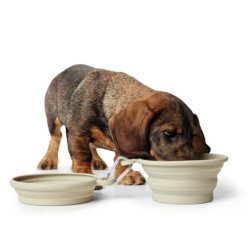 Gamelle pour chien pliable List beige x 2