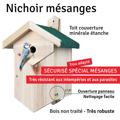 Wildtier herz Nichoir Oiseaux Extérieur, Bois étanche, Rouge-Gorge