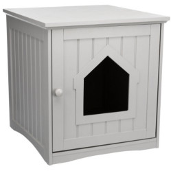Meuble pour bac à litière gris