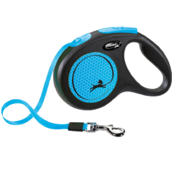 Laisse enrouleur sangle Flexi New NEON BLEU