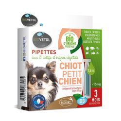Pipettes insectifuges BIO pour Chiot et petit Chien