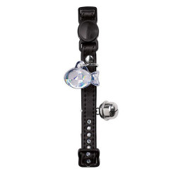 Collier luxe strass chat similicuir, personnalisé Noir