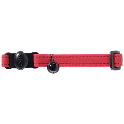 Collier chat anti étranglement en cuir artificiel rouge