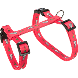 Harnais lapin motifs carottes rouge avec laisse 