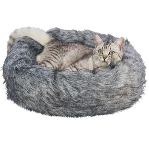 Canapé pour chien et chat en peluche grise avec rembourrage en
