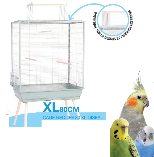 Zolux Neo Jili XL Cage pour oiseaux gris