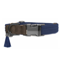 Collier original, tressé en corde : Médaille et Pampille Bleu KAYA