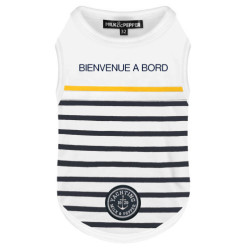 T-shirt pour Teckel Marinière bleu marine