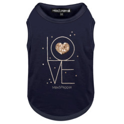 T-shirt pour chien HELOISE love bleu marine