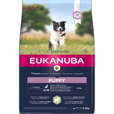 Croquettes Eukanuba puppy petit et moyen chien agneau riz