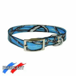 Collier biothane chien camouflage bleu