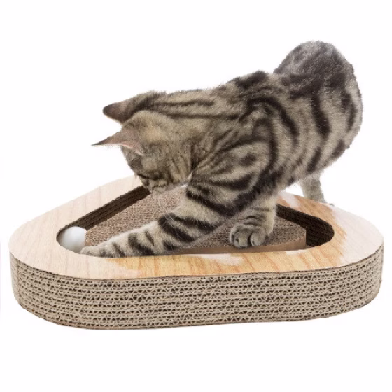 Plaque griffoir avec carton et  balles pour chat
