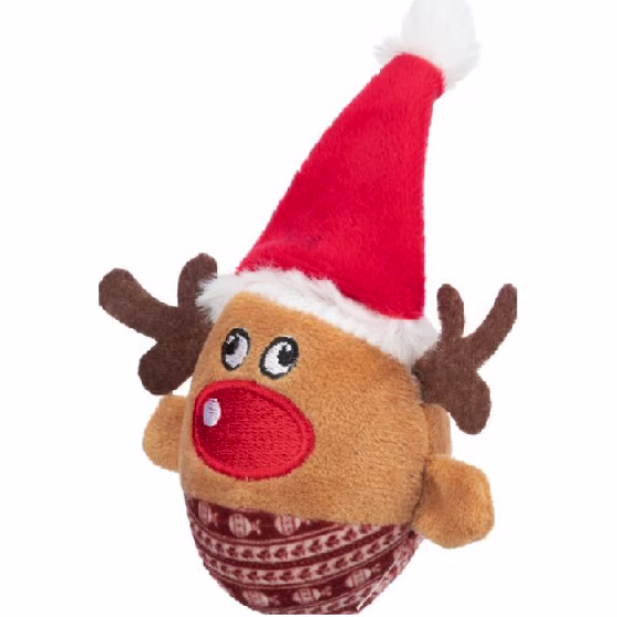 Peluche pour chat renne de Noël avec hochet