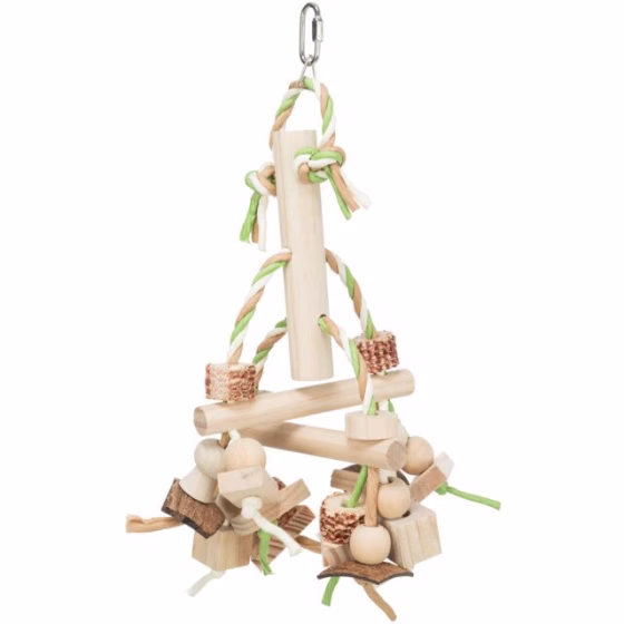 Jouet oiseau bois coloré avec ruban 31cm