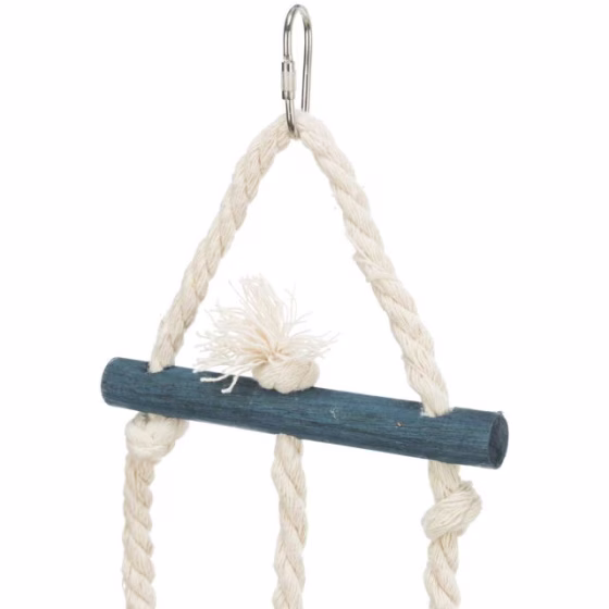 Jouet oiseau bois coloré sur corde 24cm