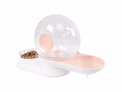 Fontaine a eau chat, sans fil, sans électricité, croquettes Snail ROSE