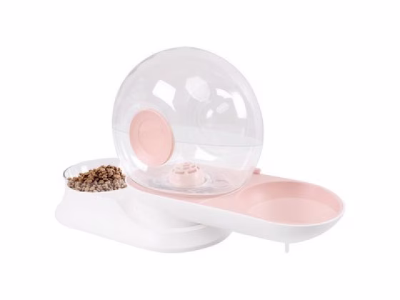Fontaine a eau chat, sans fil, sans électricité, croquettes Snail ROSE