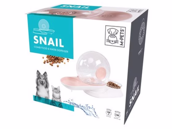 Fontaine a eau chat, sans fil, sans électricité, croquettes Snail ROSE