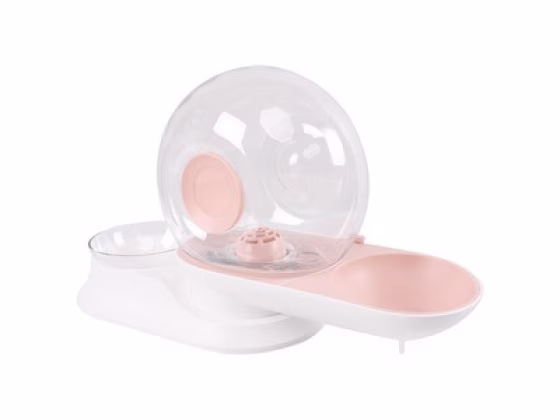 Fontaine a eau chat, sans fil, sans électricité, croquettes Snail ROSE
