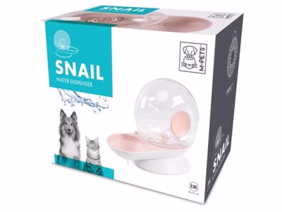 Fontaine à eau chat sans électricité, sans fil Snail ROSE