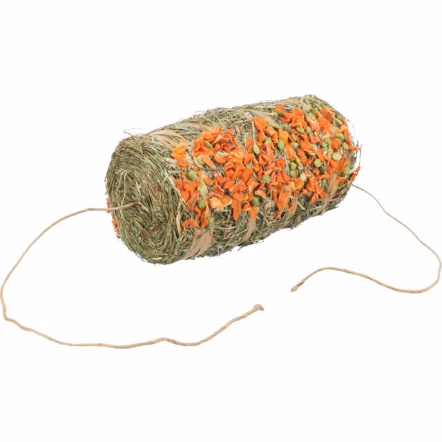 Balle de foin a suspendre lapin et rongeur au petit pois et carotte