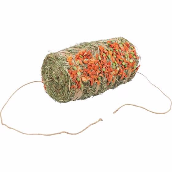 Balle de foin a suspendre lapin et rongeur au petit pois et carotte