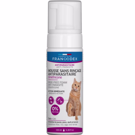 Mousse sans rinçage antiparasitaire chat