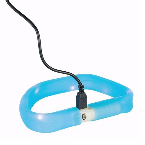 Collier USB lumineux bleu poils longs