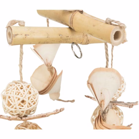 Jouet naturel en bambou pour oiseaux