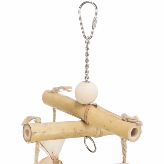 Jouet naturel en bambou pour oiseaux