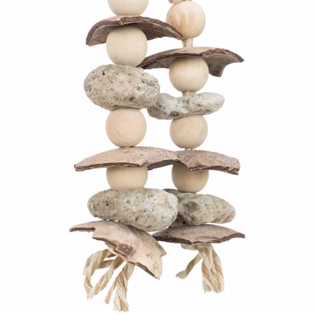 Jouet naturel roche, noix de coco pour oiseaux