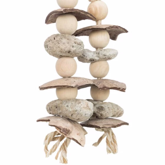 Jouet naturel roche, noix de coco pour oiseaux