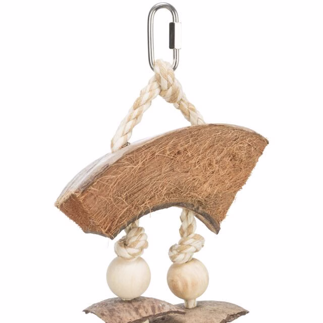 Jouet naturel roche, noix de coco pour oiseaux