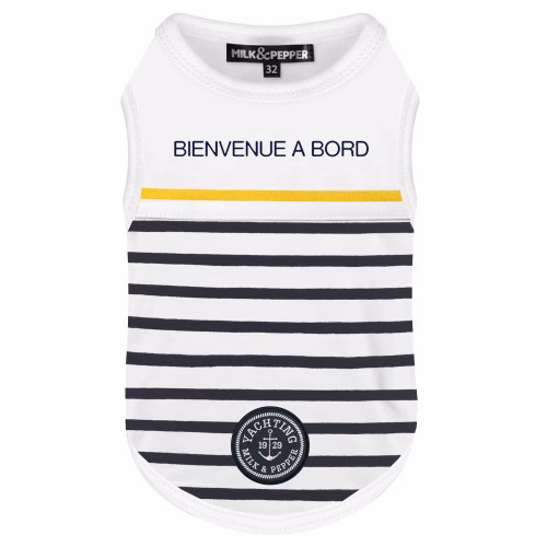 T-shirt pour chien Marinière bleu marine