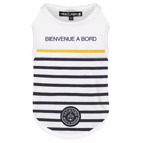 T-shirt pour chien Marinière bleu marine
