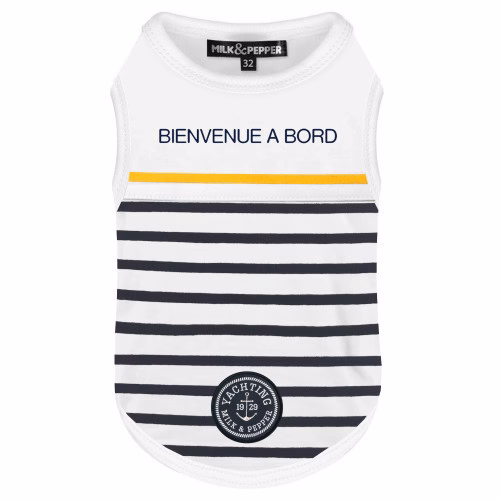 T-shirt pour Teckel Marinière bleu marine