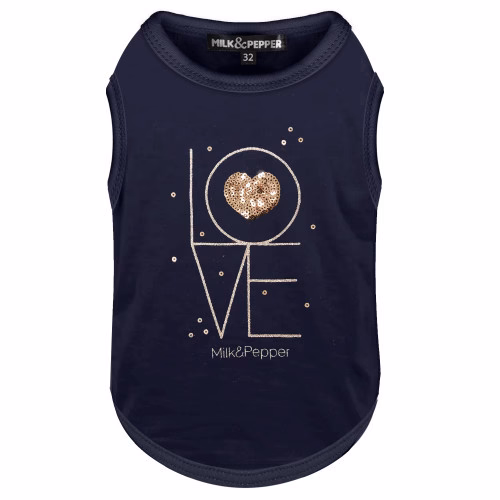 T-shirt pour chien HELOISE love bleu marine