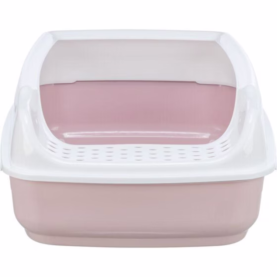 Bac à litière Delio avec rebords Mauve et Blanc