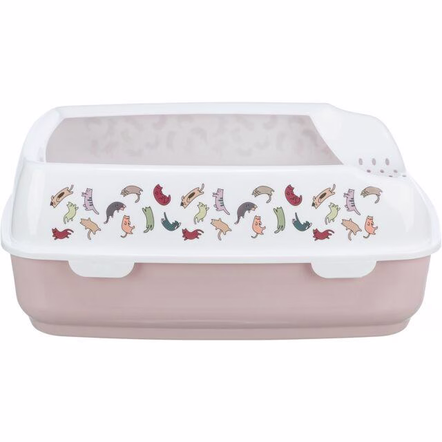 Bac à litière Delio avec rebords Mauve et Blanc